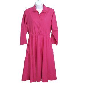 The American Shirt Dress Womens Size 8 Vintage Midi Pink Button Fit Flare